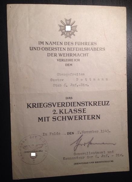 Single document KvK II. Kl. mit Schw. - Pottmann