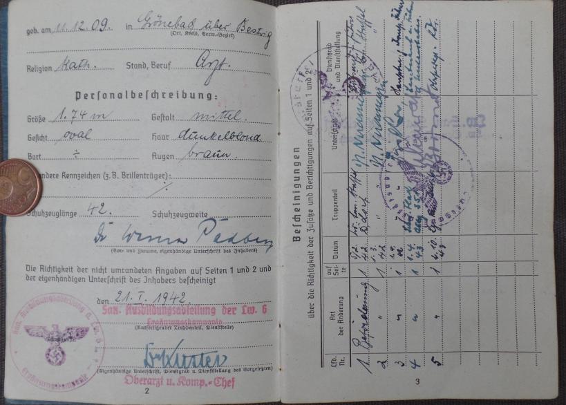 Soldbuch WH -Luftwaffe-Medic-Flak-Padberg