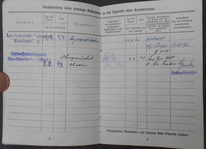 Soldbuch WH -Luftwaffe-Medic-Flak-Padberg