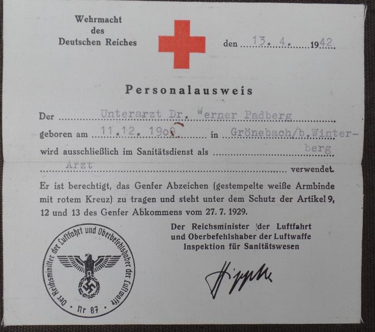 Soldbuch WH -Luftwaffe-Medic-Flak-Padberg