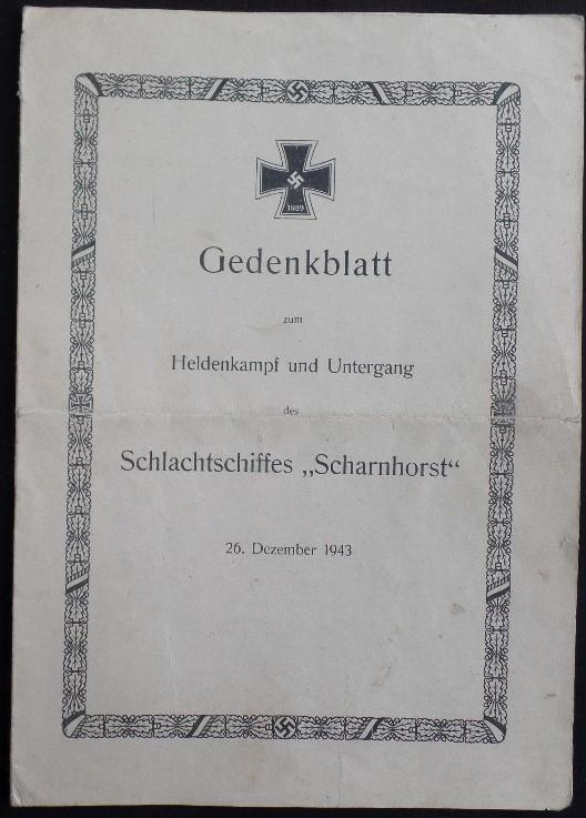Gedenkblatt Schlachtschiffes