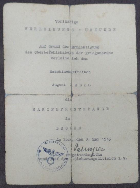  Single award document KM - 9.Sicherungsdivision -Krebs 
