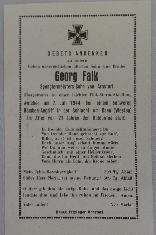 Deathcard -Caen (Westen) - Flak-Sturm-Abt. - Falk