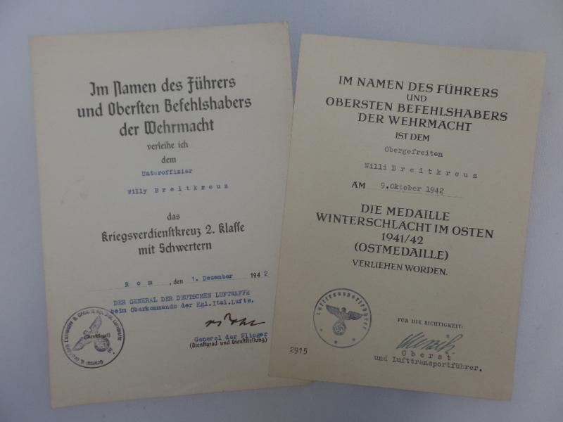 Award document set  Luftwaffe - Breitkreuz