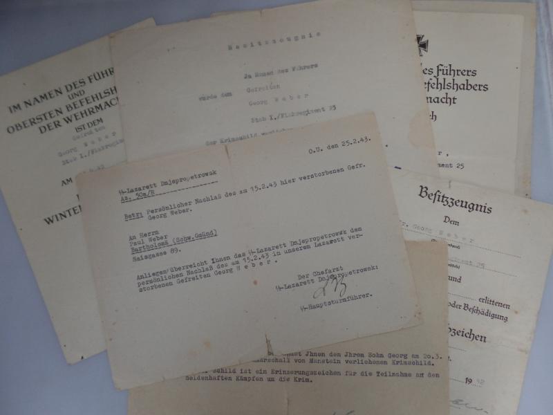 Award document grouping Luftwaffe - 15.Flak Div. - Weber