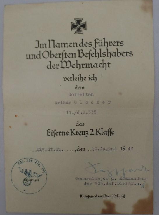 Citation WH (Heer) - 205 Inf.Div. - Glocker