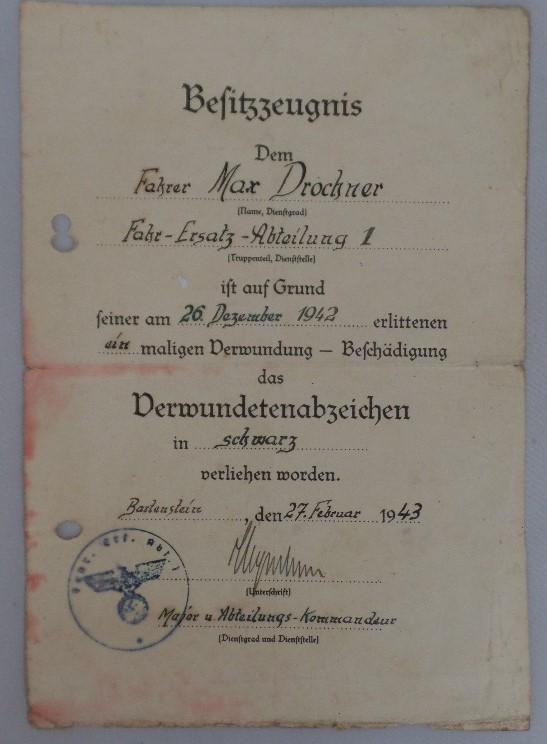 Citation - WH (Heer) - Division Nr.461 - Drochner