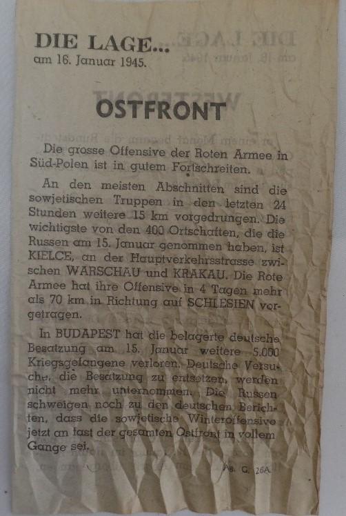 Propaganda leaflet - Westfront / Ostfront - 16-1-1945