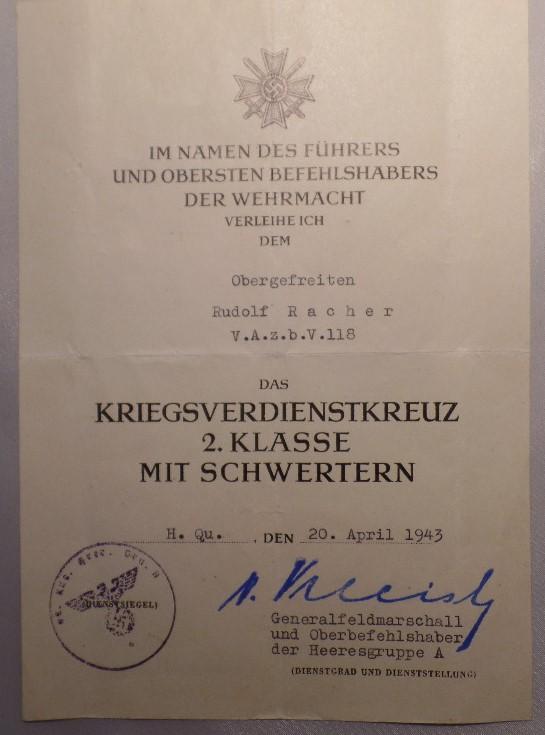 Citation -  WH (Heer) - V.A.z.b.V.118 - Racher