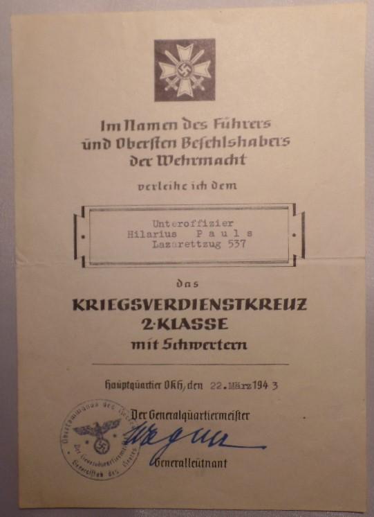 Citation -  WH (Heer) - Lazarettzug 537 - Pauls