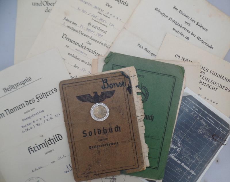 Soldbuch /citations grouping WH (Heer) - 72.Inf..Div. - Bonse