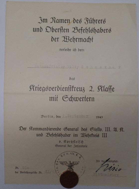 Citation -  WH (Heer) -  5.Inf.Div. - Schwermer