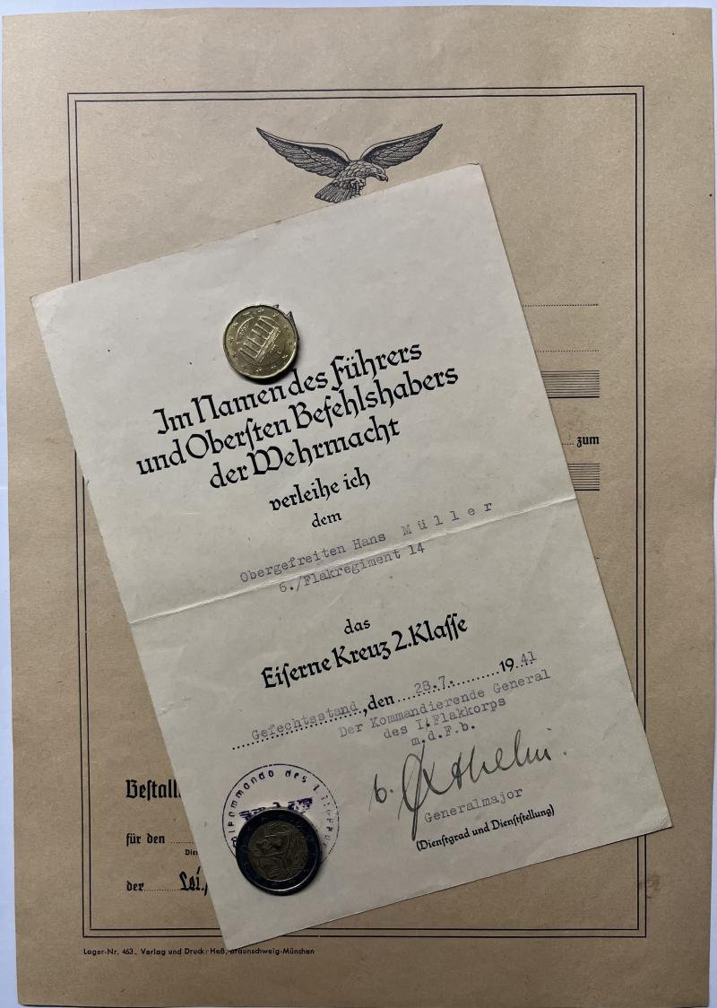 Citation set - Luftwaffe - 7.Flak Div. - Müller