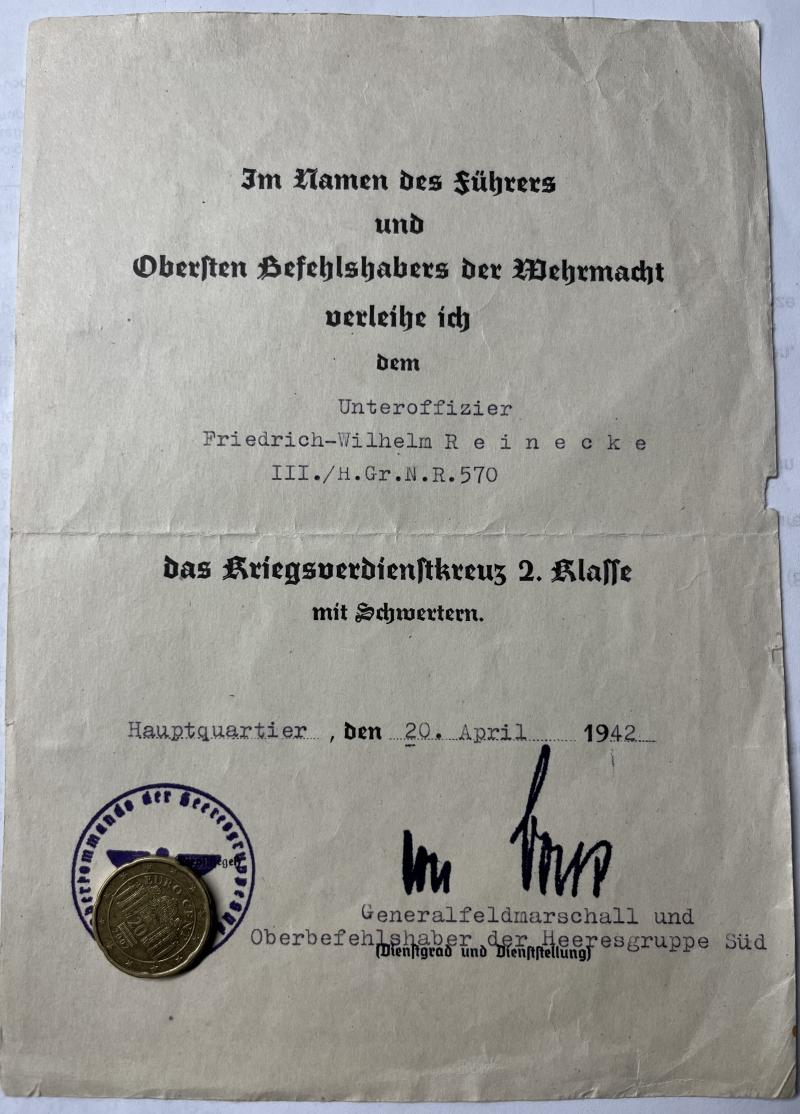 Citation  -  WH (Heer) -  126.Inf.Div. - Reinecke