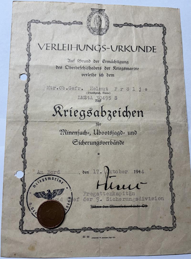Citation - KM - 9.Sicherungsdivision - Frölje