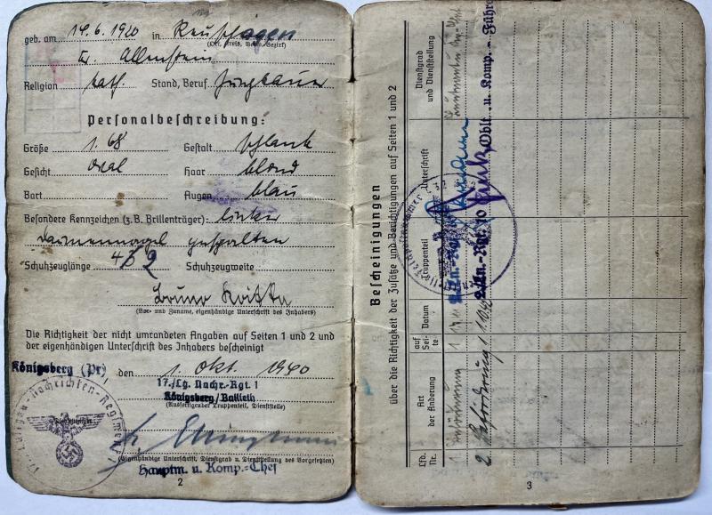 Soldbuch - Luftwaffe - VIII.Fliegerkorps - Koitka