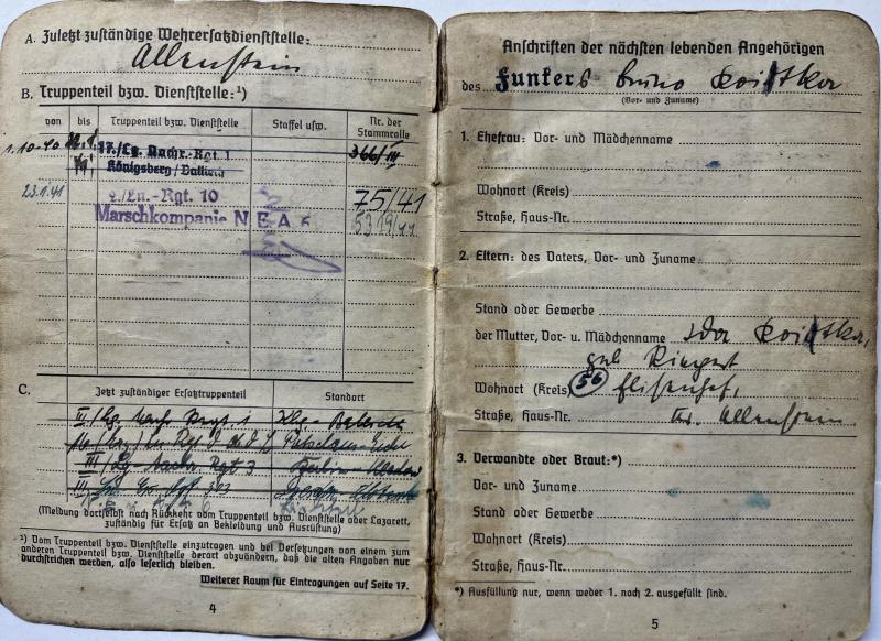 Soldbuch - Luftwaffe - VIII.Fliegerkorps - Koitka