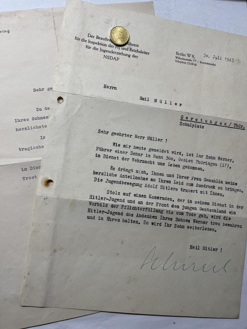 Condolance letters - Kesselring /Schirach