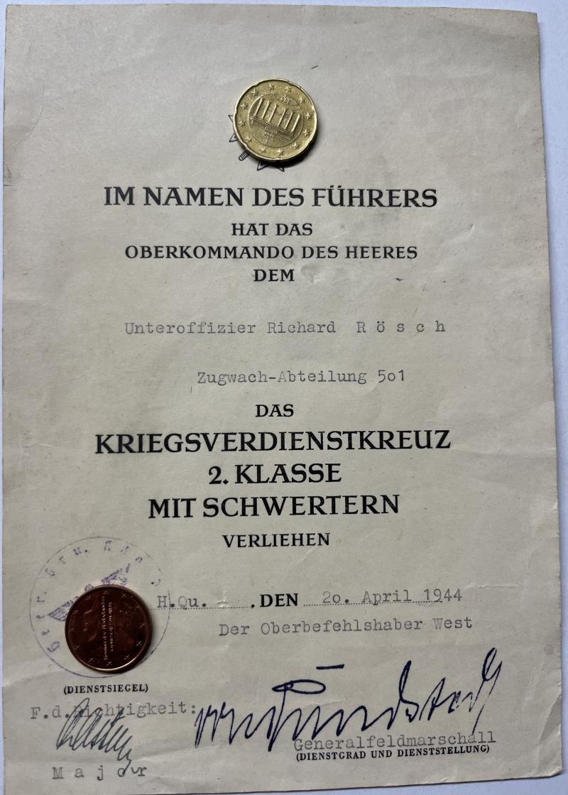Citation  -  WH (Heer) -  Zugwach-Abt.501 - Rösch