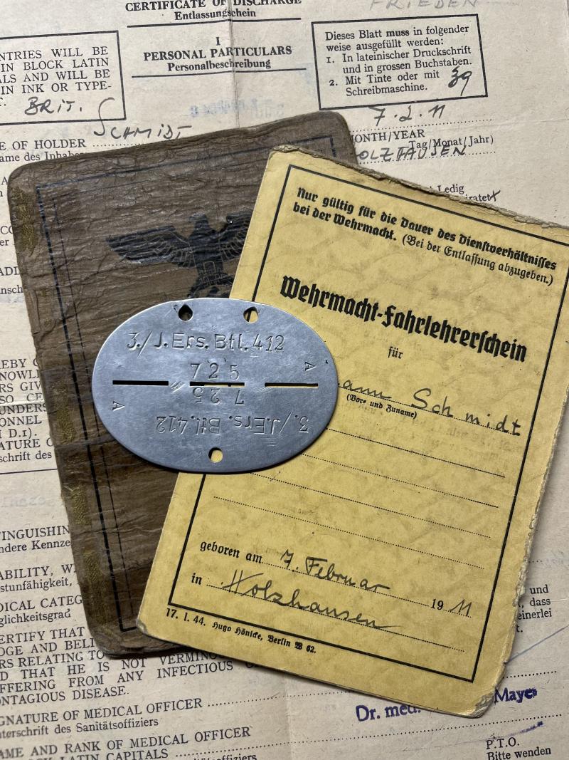 Soldbuch/Wehrmacht-Fahrerlehrerschein/EKM - WH (Heer) - 340.V.G.D. - Schmidt