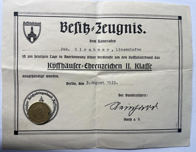 Citation - Kyffhäuserbund - Kirchner