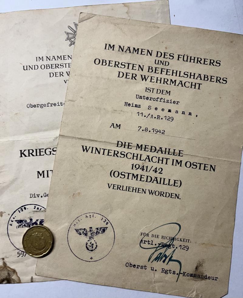 Citation set -  WH (Heer) - 129.Inf.Div. - Seemann