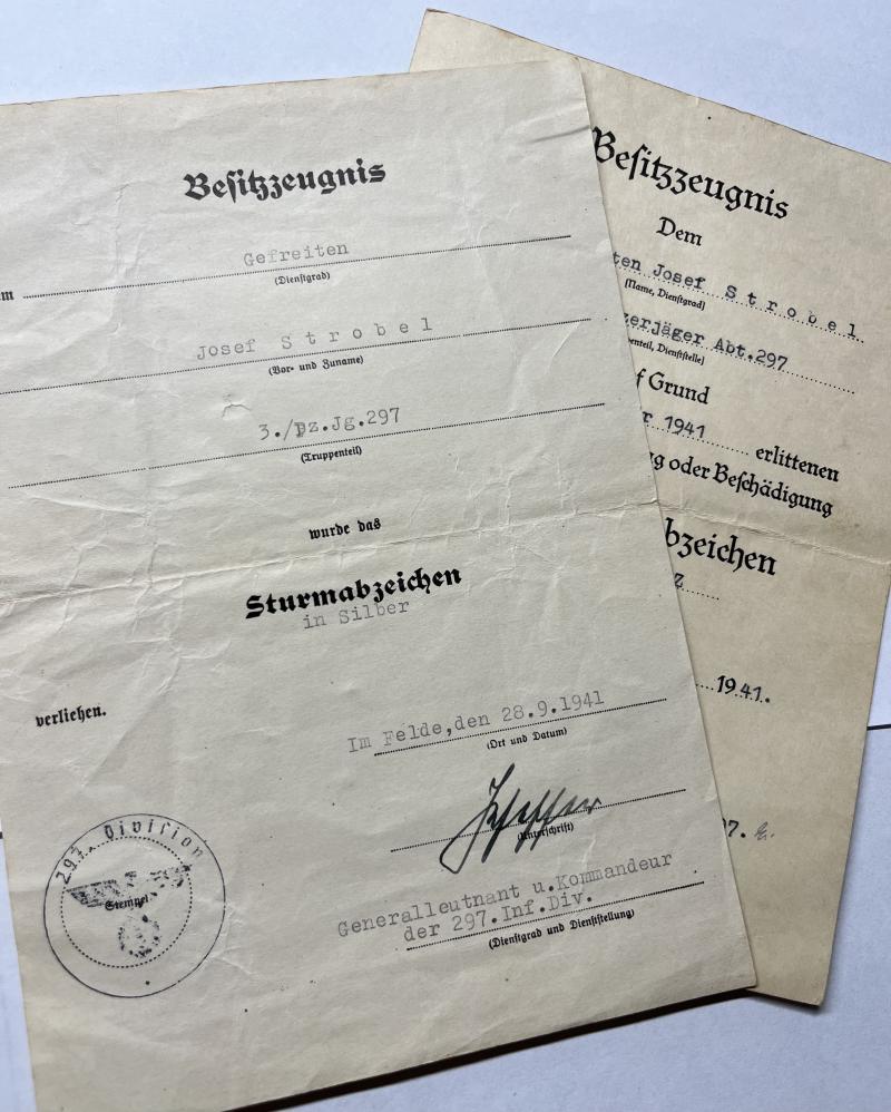 Citation set -  WH (Heer) - 297.Inf.Div. - Strobel