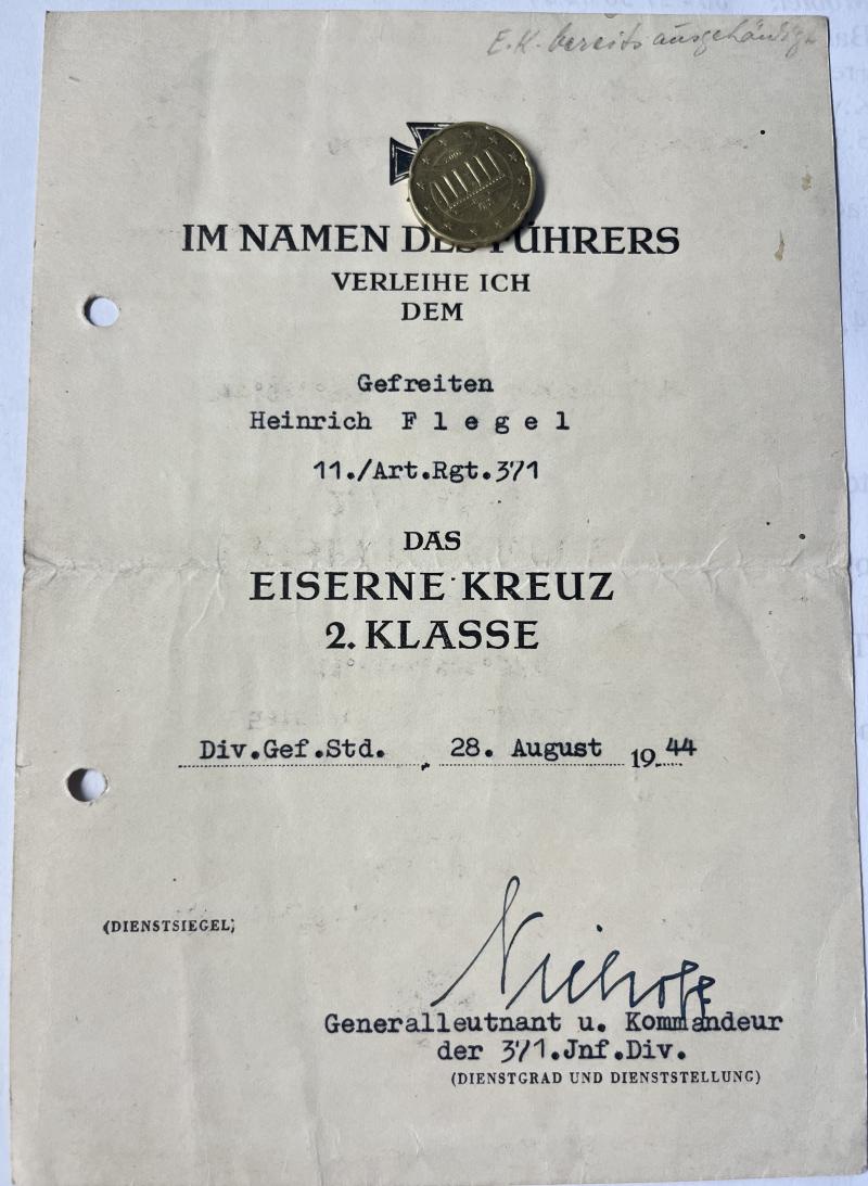 Citation - WH (Heer) - 371.Inf.Div. - Flegel