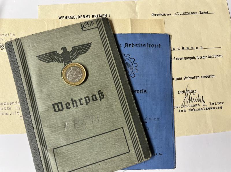 Wehrpass -  KM  - Marine-Stamm Rgt.Beverloo - KIA Elba - Schuhmann