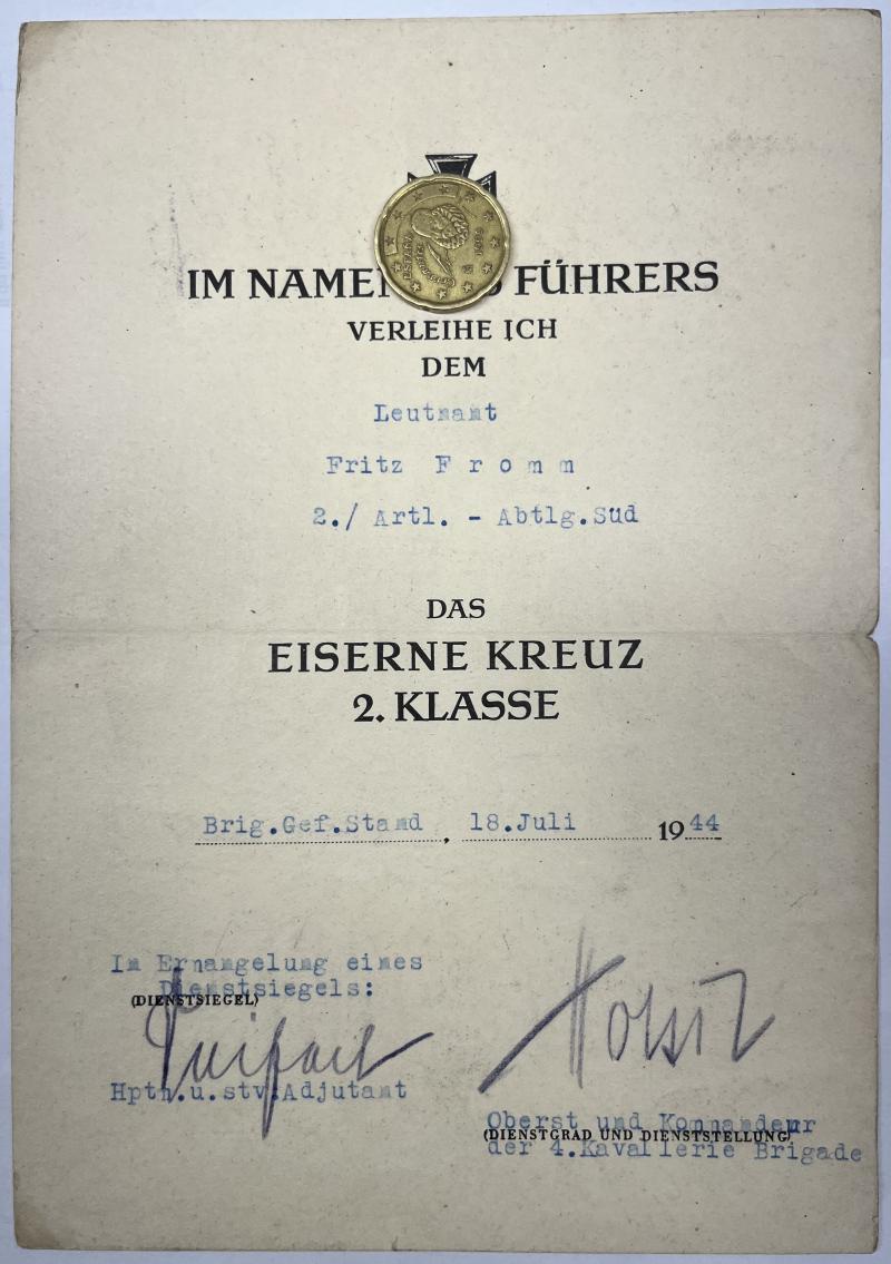 Citation - WH (Heer) -  4.Kav.Brigade - Fromm