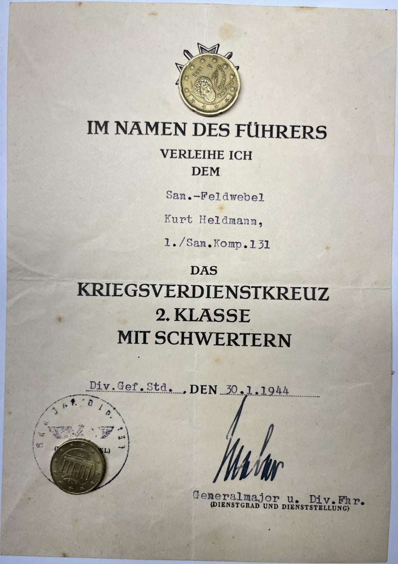 Citation  -  WH (Heer) -  131.Inf.Div. - Heldmann