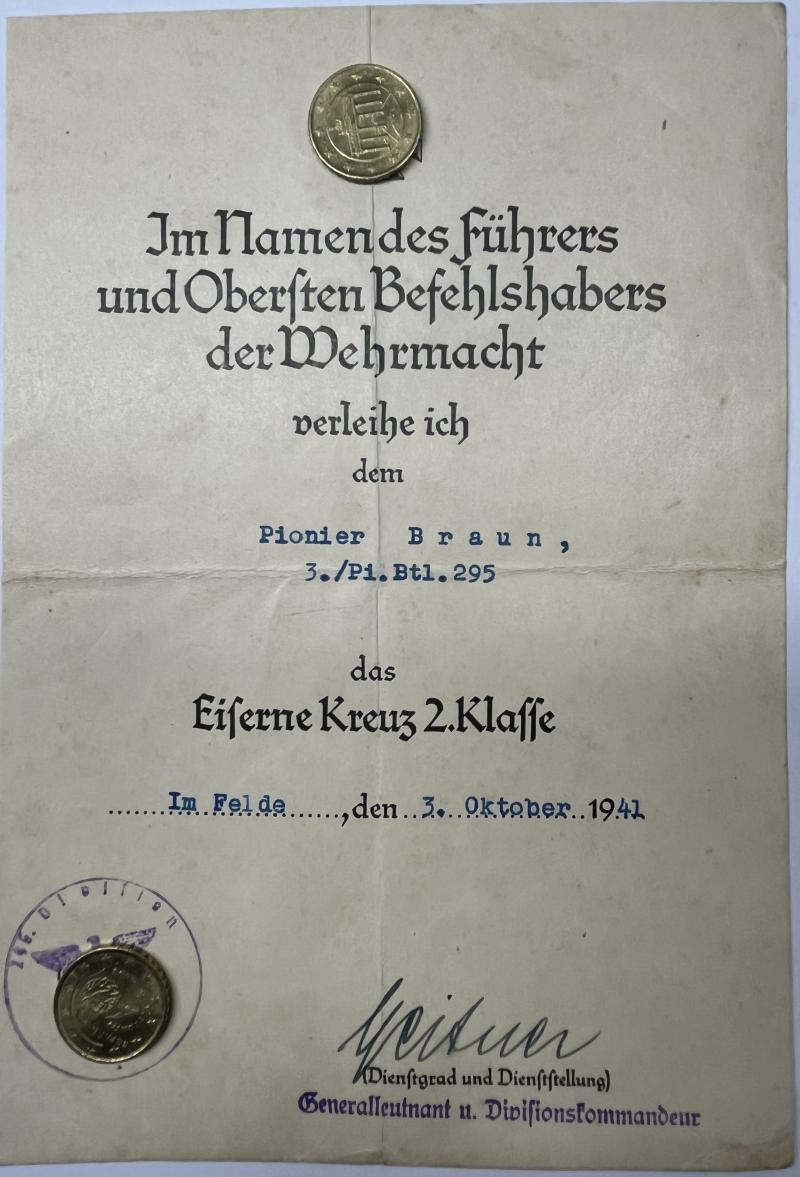 Citation - WH (Heer) -  295.Inf.Div. - Braun