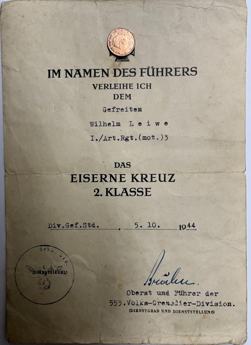 Citation - WH (Heer) - 553.Volks.Div. - Leiwe