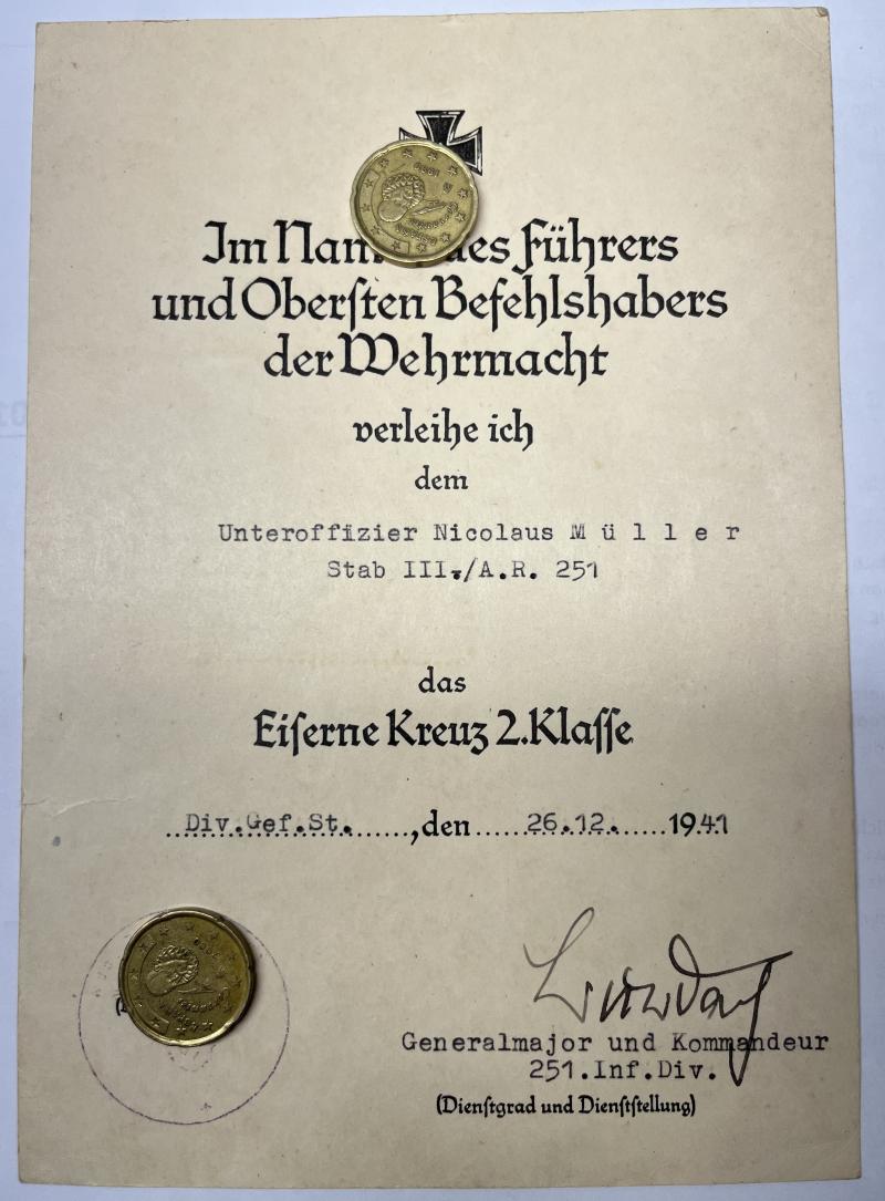 Citation - WH (Heer) -  251.Inf.Div. - Müller