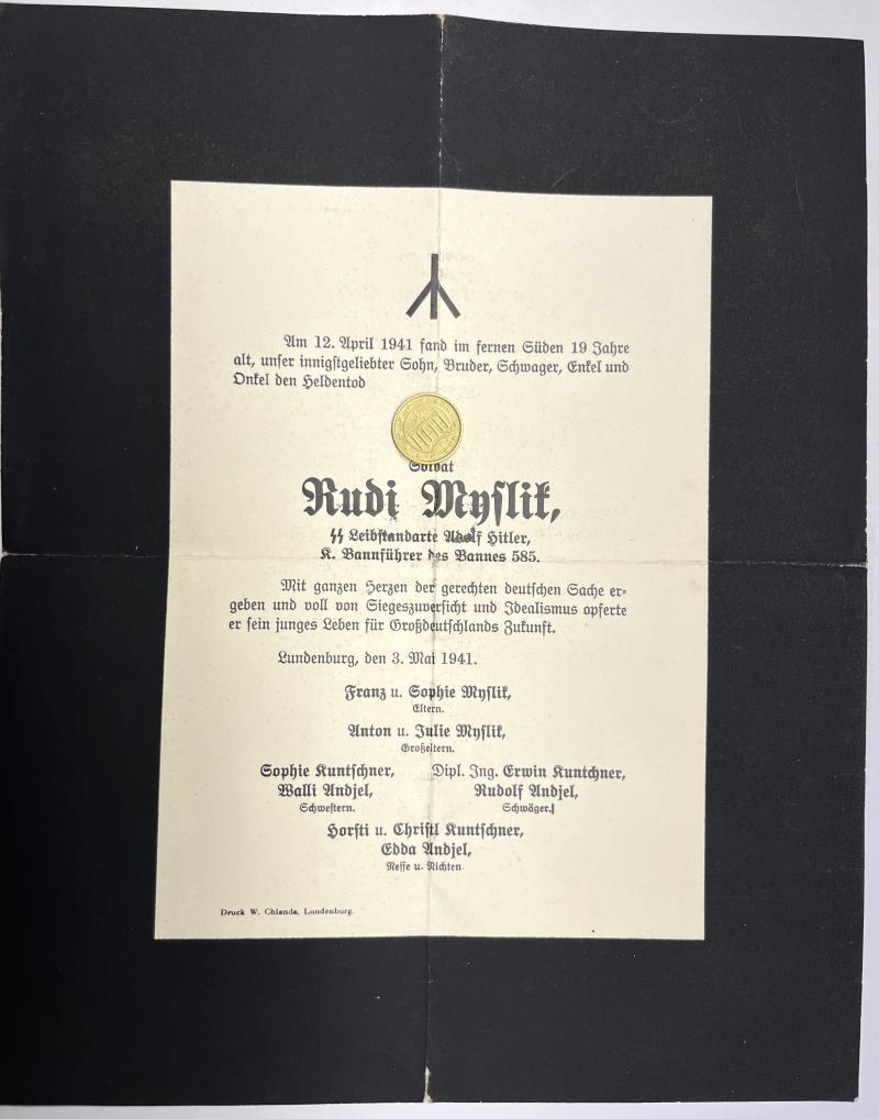 Death card/certificate - 