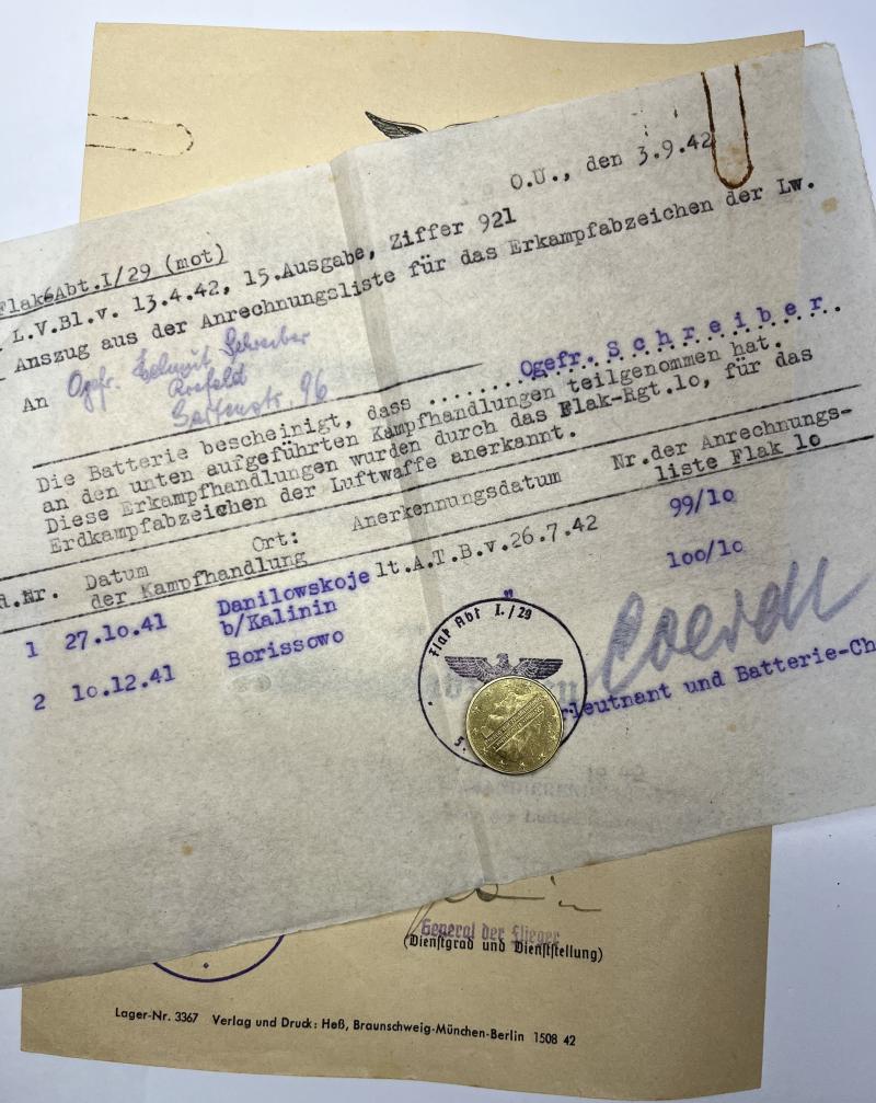 Citation - Luftwaffe - 18.Flak Div. - Schreiber