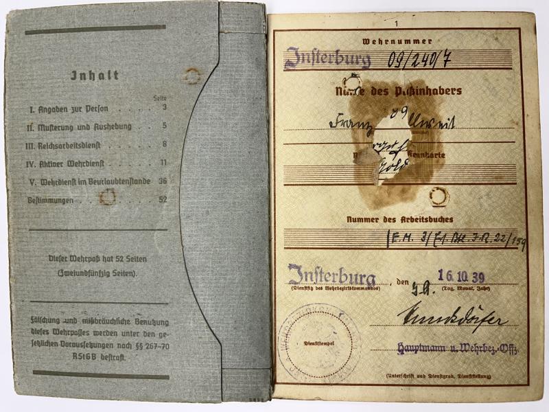 Wehrpass / citation grouping -  WH (Heer)  - 161.Inf.Div. - Kallweit