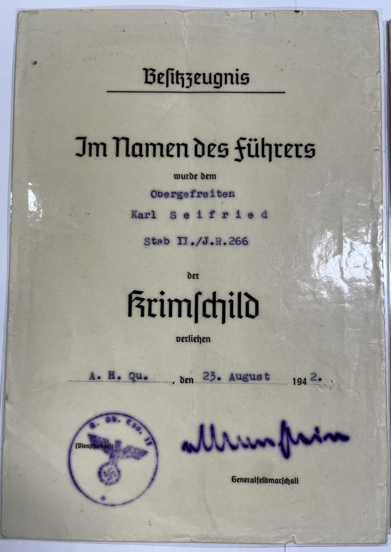 Citation grouping - WH (Heer) - 72.Inf.Div. - Seifried