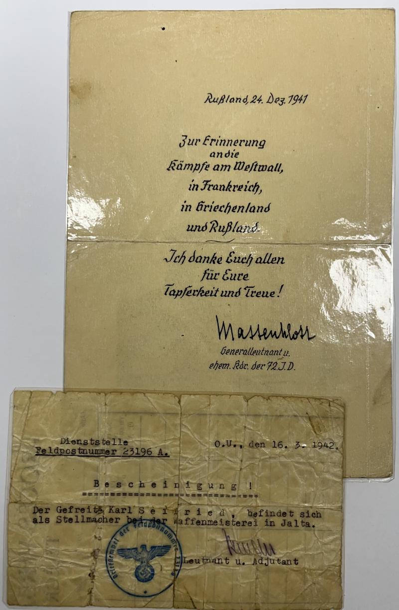 Citation grouping - WH (Heer) - 72.Inf.Div. - Seifried