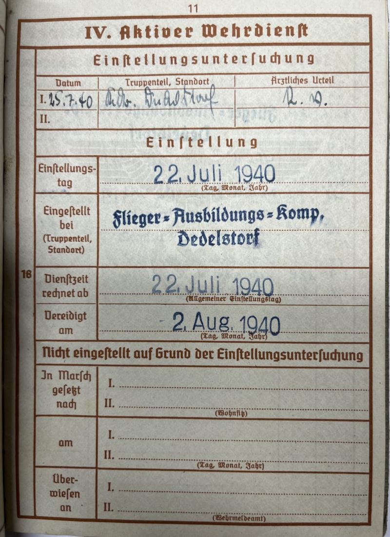 Wehrpass - Luftwaffe - Nebelabt. der Luftwaffe - Italy - Franzen