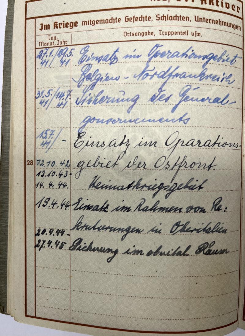 Wehrpass - Luftwaffe - Nebelabt. der Luftwaffe - Italy - Franzen