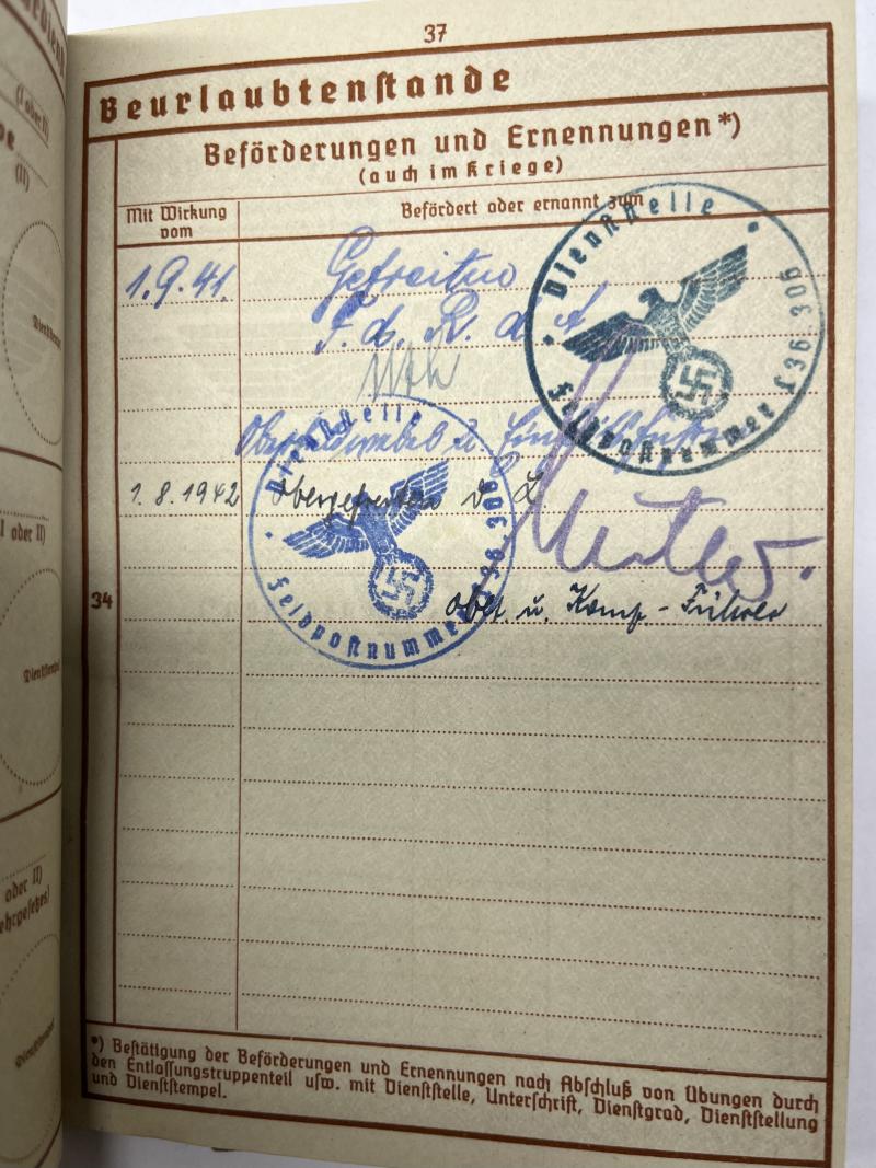 Wehrpass - Luftwaffe - Nebelabt. der Luftwaffe - Italy - Franzen