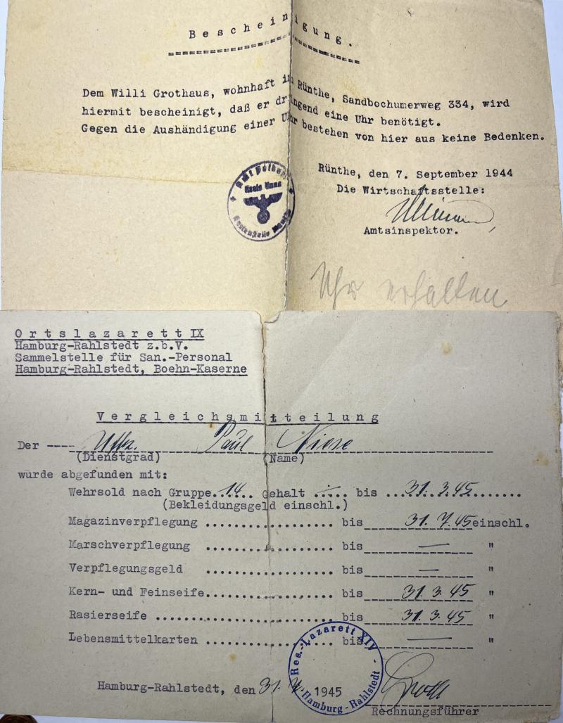 Soldbuch/citation grouping - WH (Heer) - Feldlazarett (mot) 650 - Niese