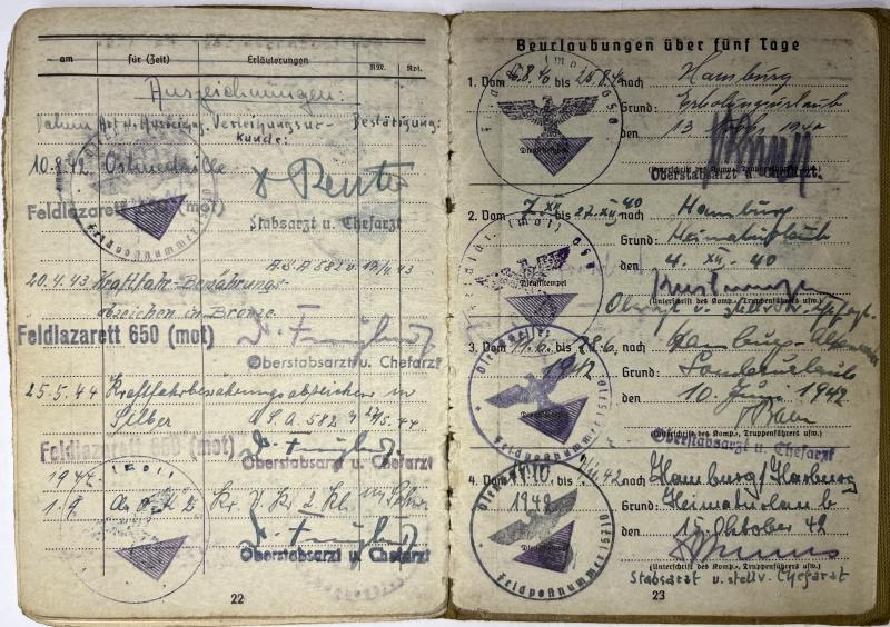 Soldbuch/citation grouping - WH (Heer) - Feldlazarett (mot) 650 - Niese