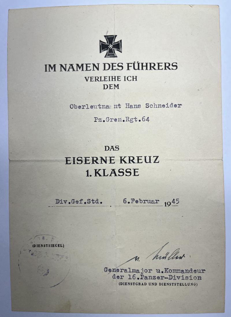 Soldbuch grouping -  WH (Heer) - 16.Pz.Div. - Schneider