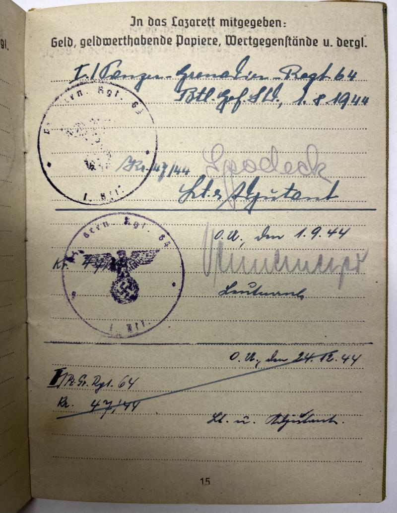 Soldbuch grouping -  WH (Heer) - 16.Pz.Div. - Schneider