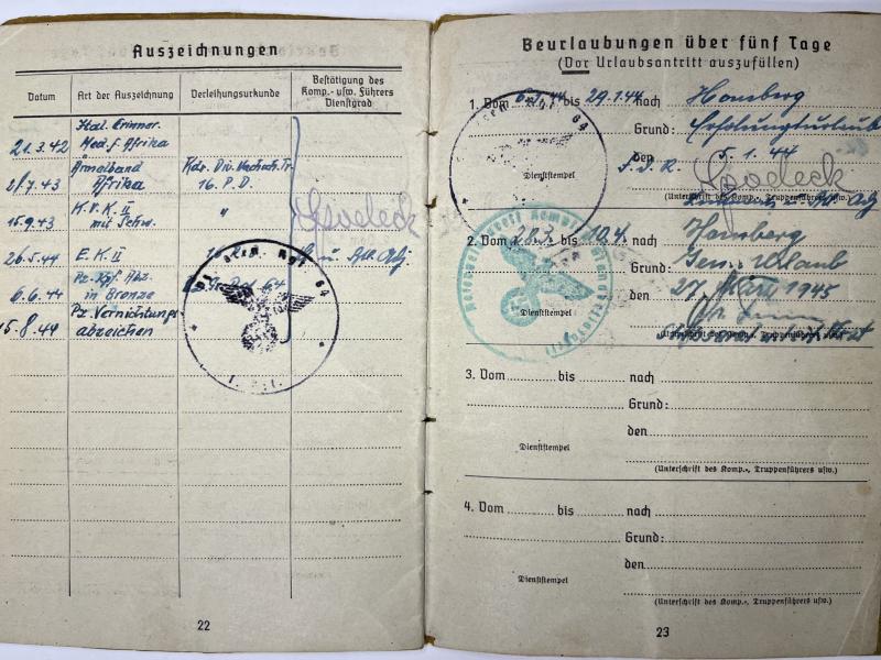 Soldbuch grouping -  WH (Heer) - 16.Pz.Div. - Schneider