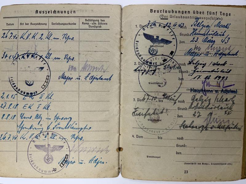 Soldbuch  WH (Heer) - Feldlazarett 749  - Melde