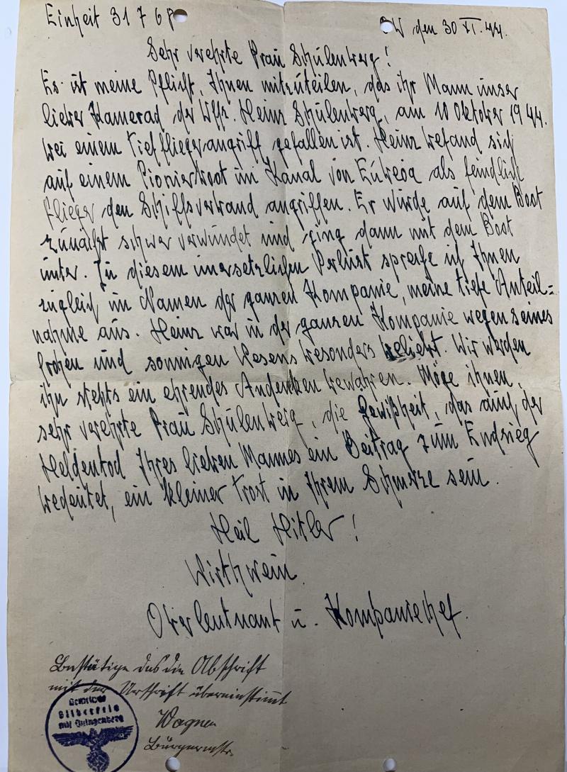 Wehrpass -  WH (Heer) - 22.LL.Div. - Crete - Schulenberg