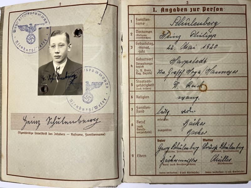 Wehrpass -  WH (Heer) - 22.LL.Div. - Crete - Schulenberg